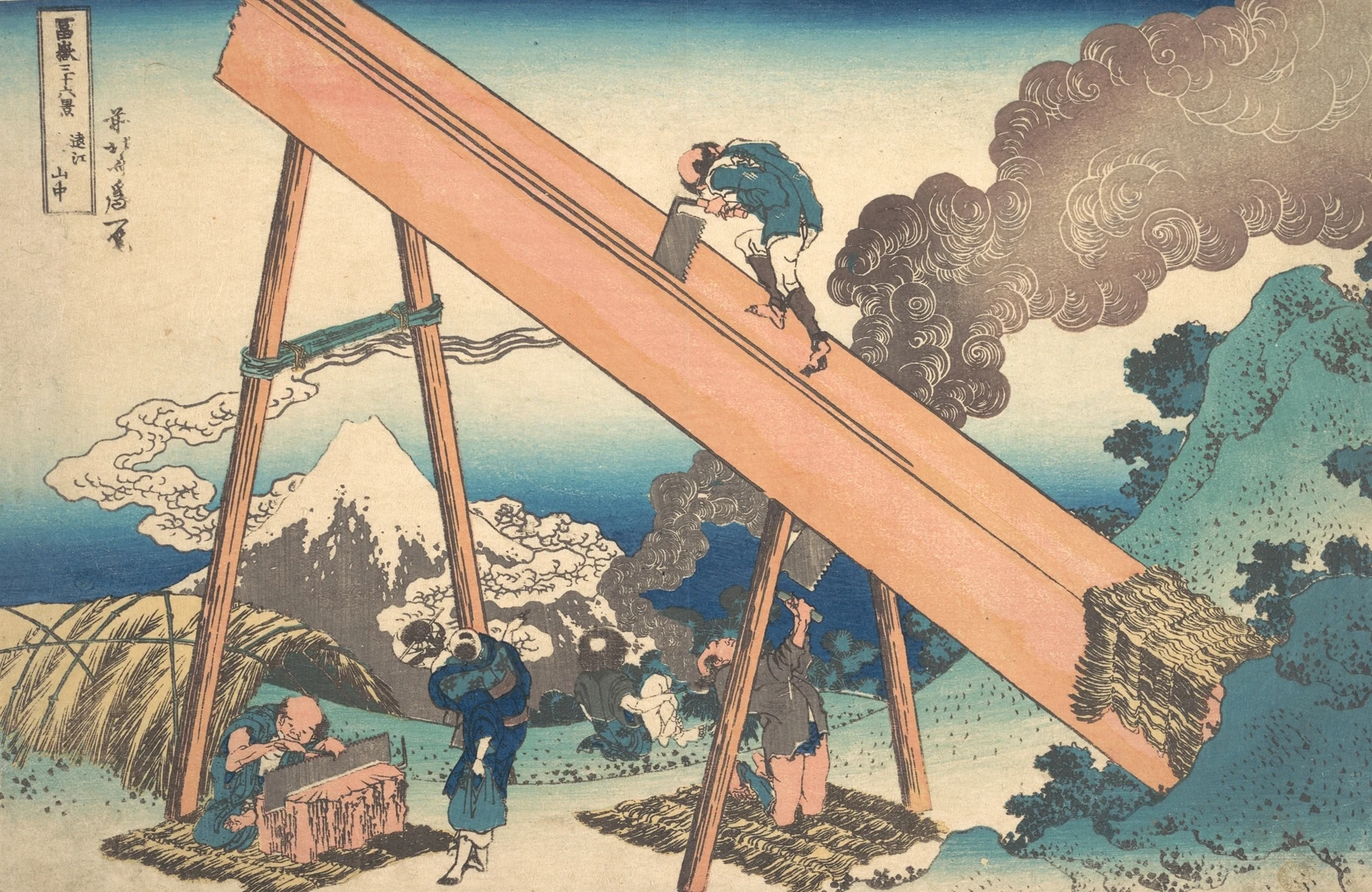 In the Mountains of Tōtomi Province (Tōtomi sanchū), from the series Thirty-six Views of Mount Fuji (Fugaku sanjūrokkei)