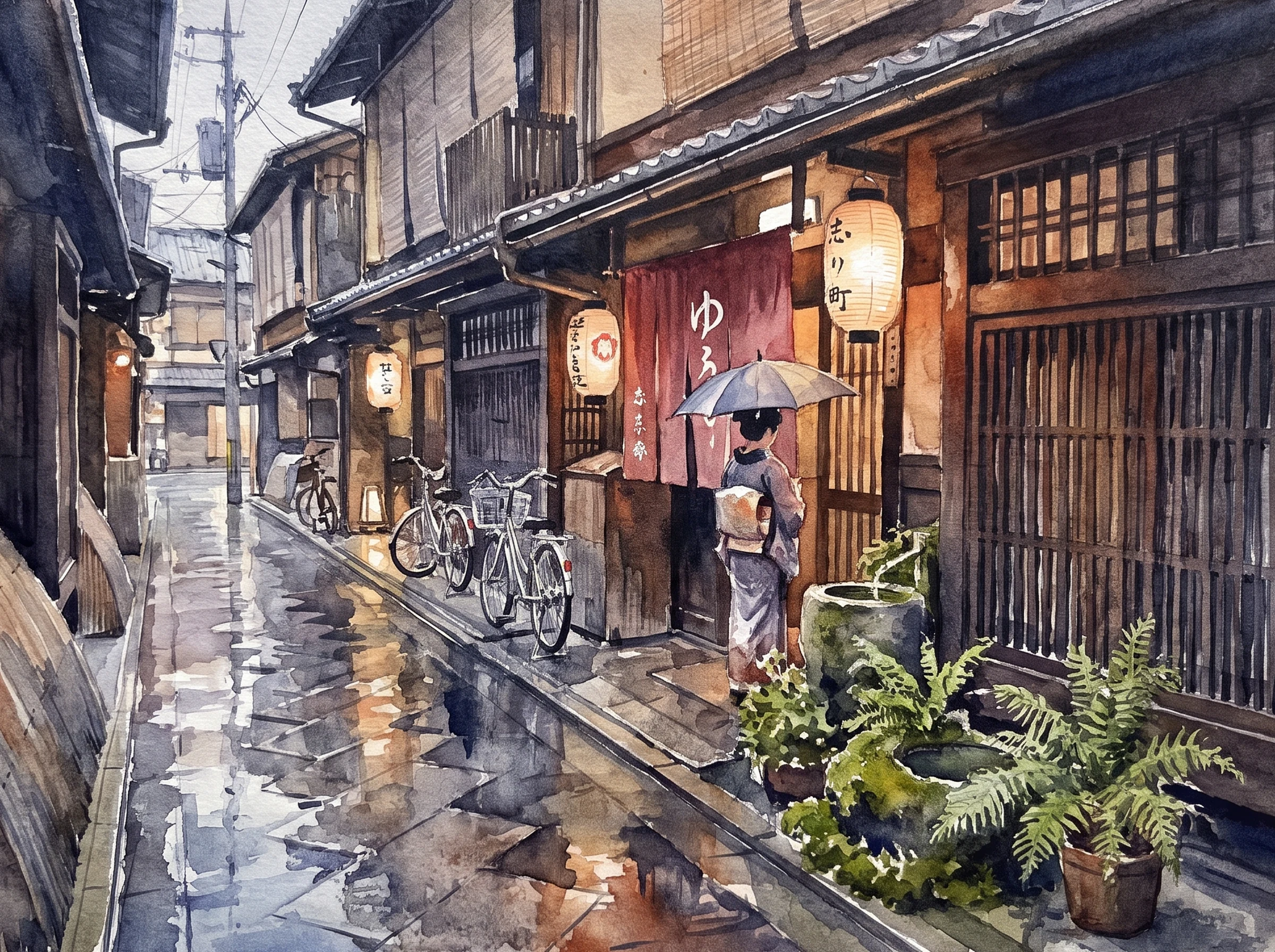 雨あがりの路地