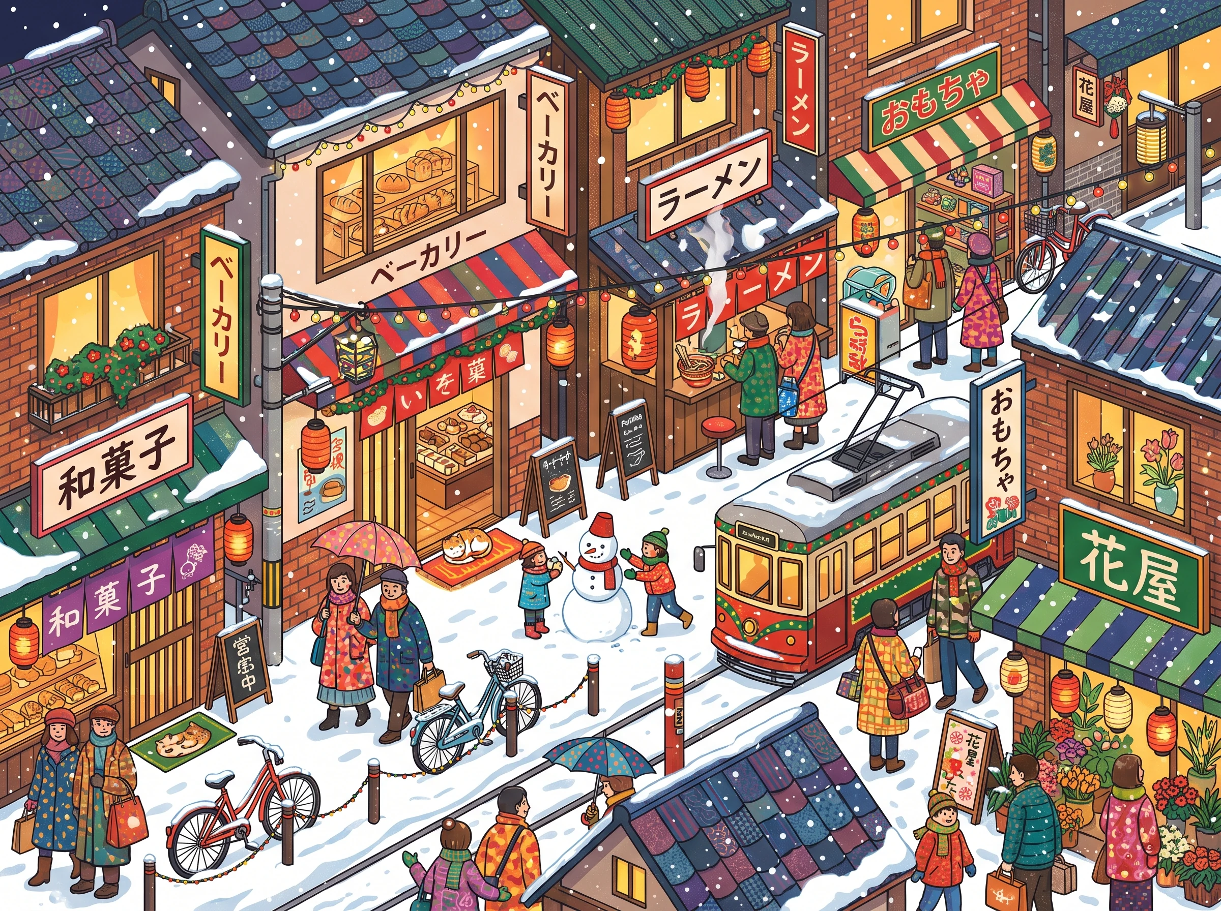 雪の商店街
